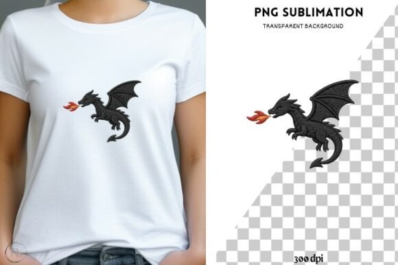 Dragon Embroidery PNG Gothic Fantasy