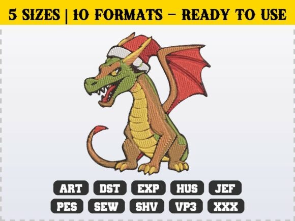Fantasy Dragon with Santa Hat