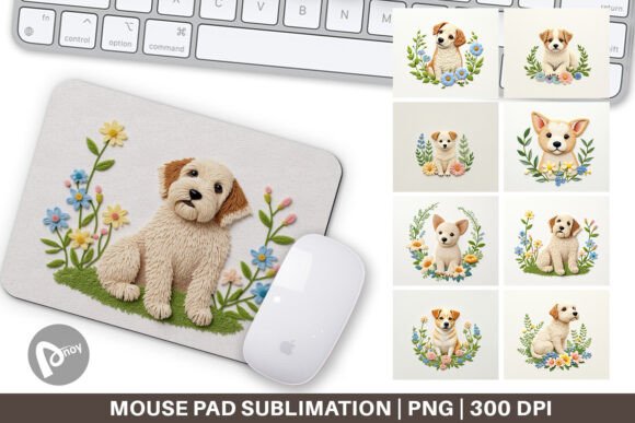 Mouse Pad Dog Embroidery