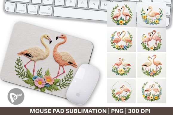 Mouse Pad Flamingo Embroidery