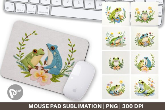 Mouse Pad Frog Embroidery