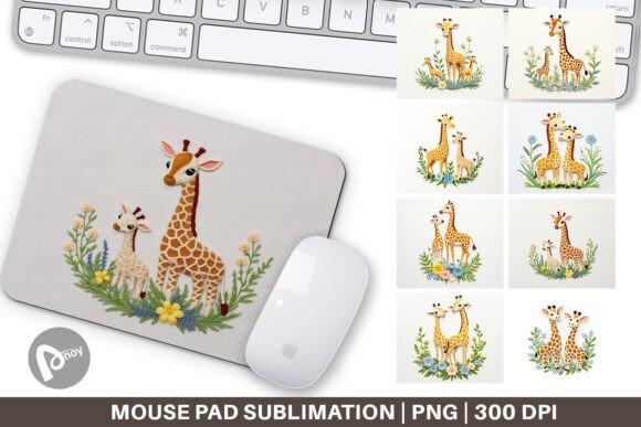 Mouse Pad Giraffe Embroidery