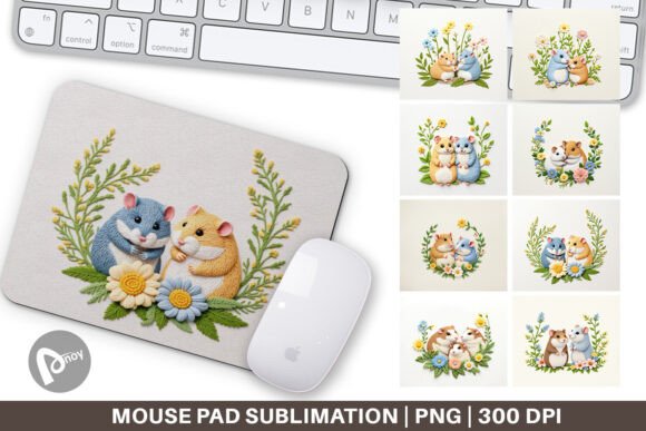 Mouse Pad Hamster Embroidery
