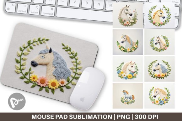 Mouse Pad Horse Embroidery