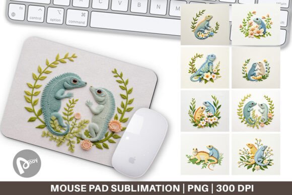 Mouse Pad Iguana Embroidery
