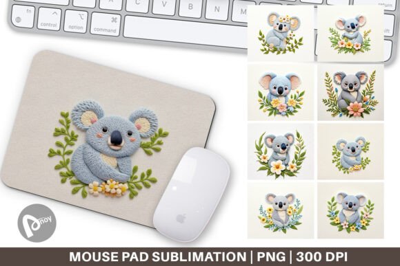 Mouse Pad Koala Embroidery