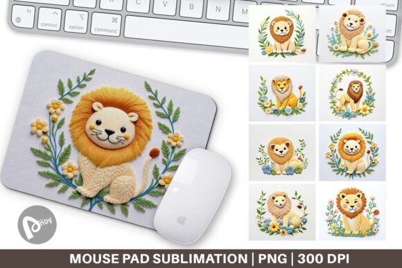 Mouse Pad Lion Embroidery