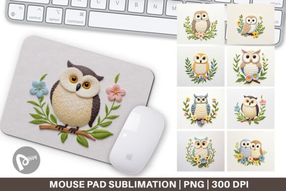 Mouse Pad Owl Embroidery
