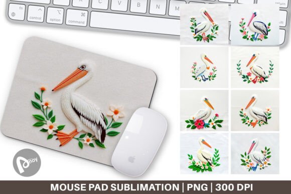 Mouse Pad Pelican Embroidery