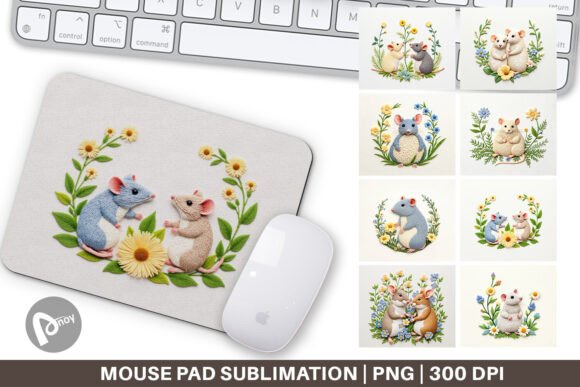 Mouse Pad Rat Embroidery