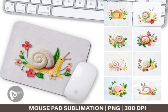 Mouse Pad Snail Embroidery