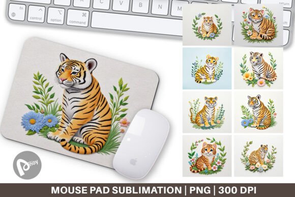 Mouse Pad Tiger Embroidery