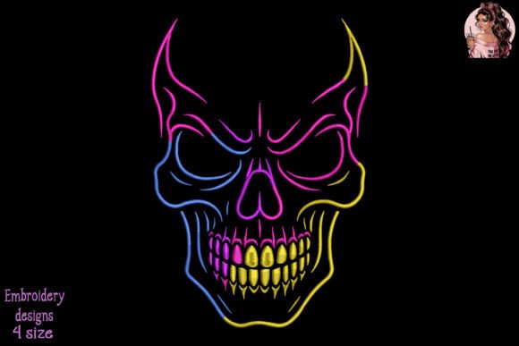 Neon Demon Skull Embroidery
